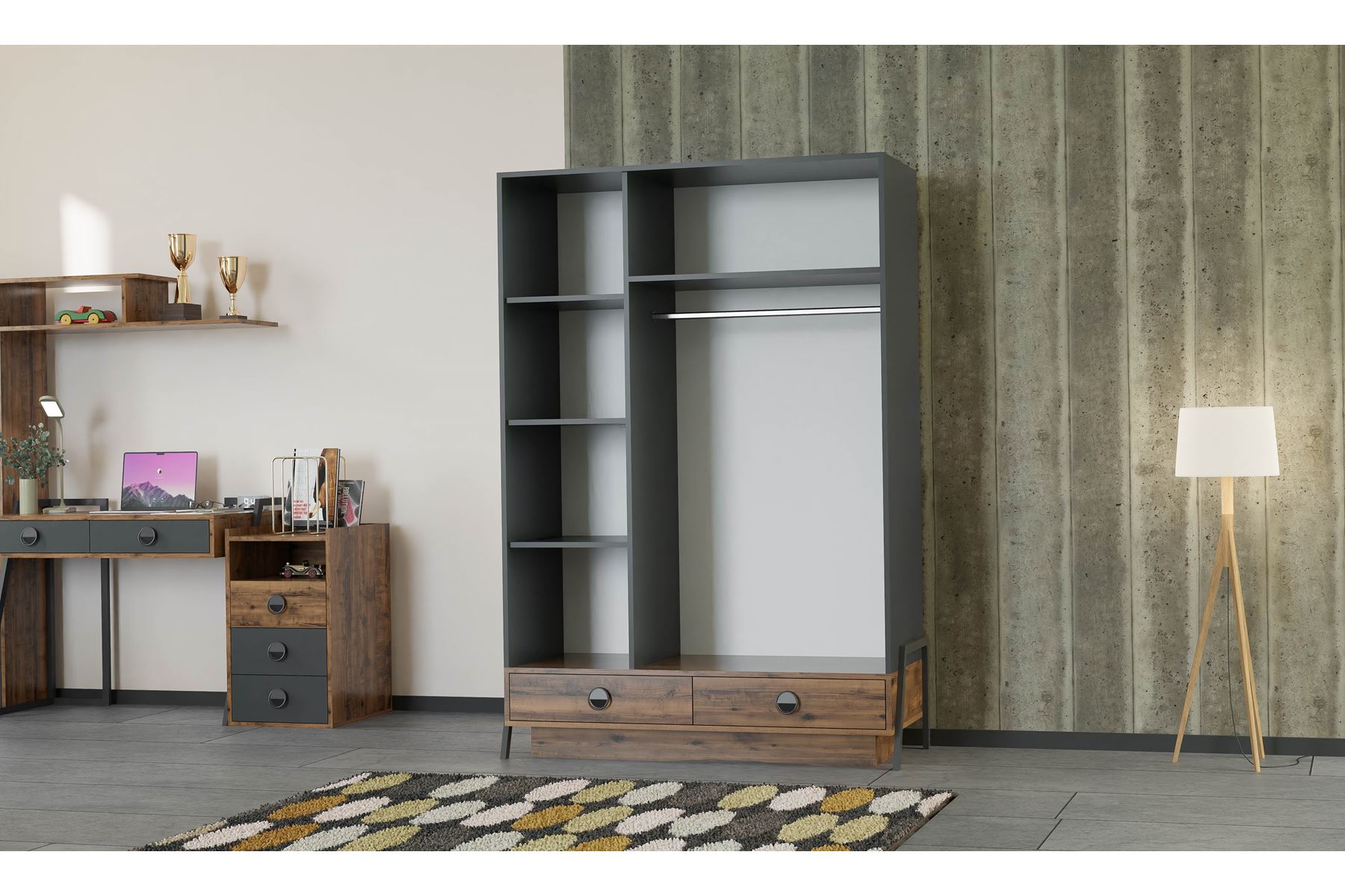 Lyon 3 Kapılı Elbise Dolabı