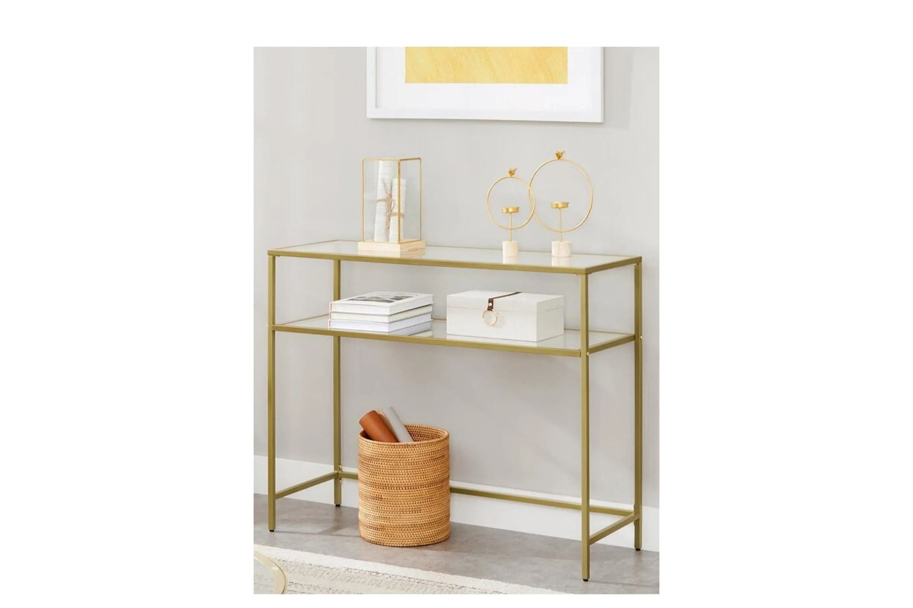 Huxley Gold Metal Camlı Dresuar 90×30×90