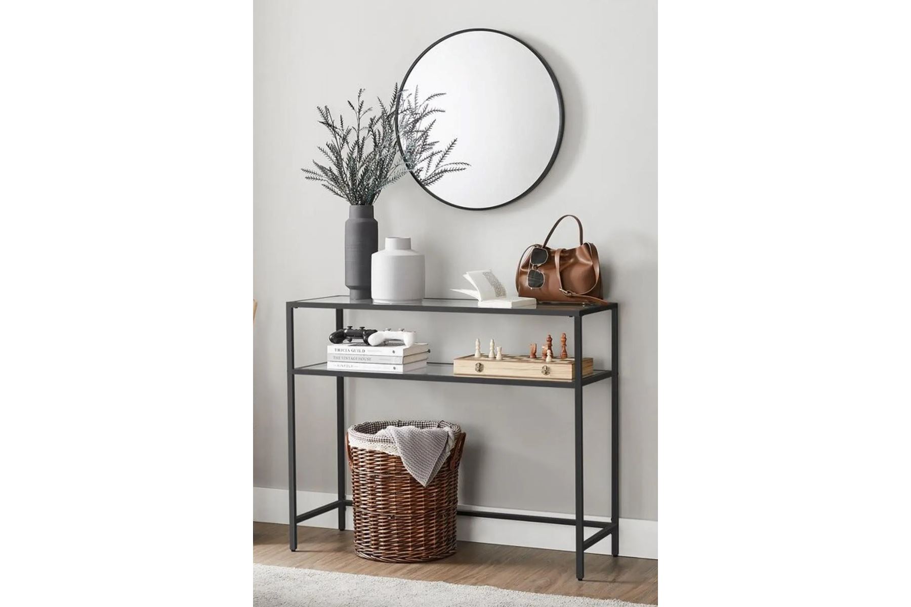 Huxley Siyah Metal Camlı Dresuar 90×30×90