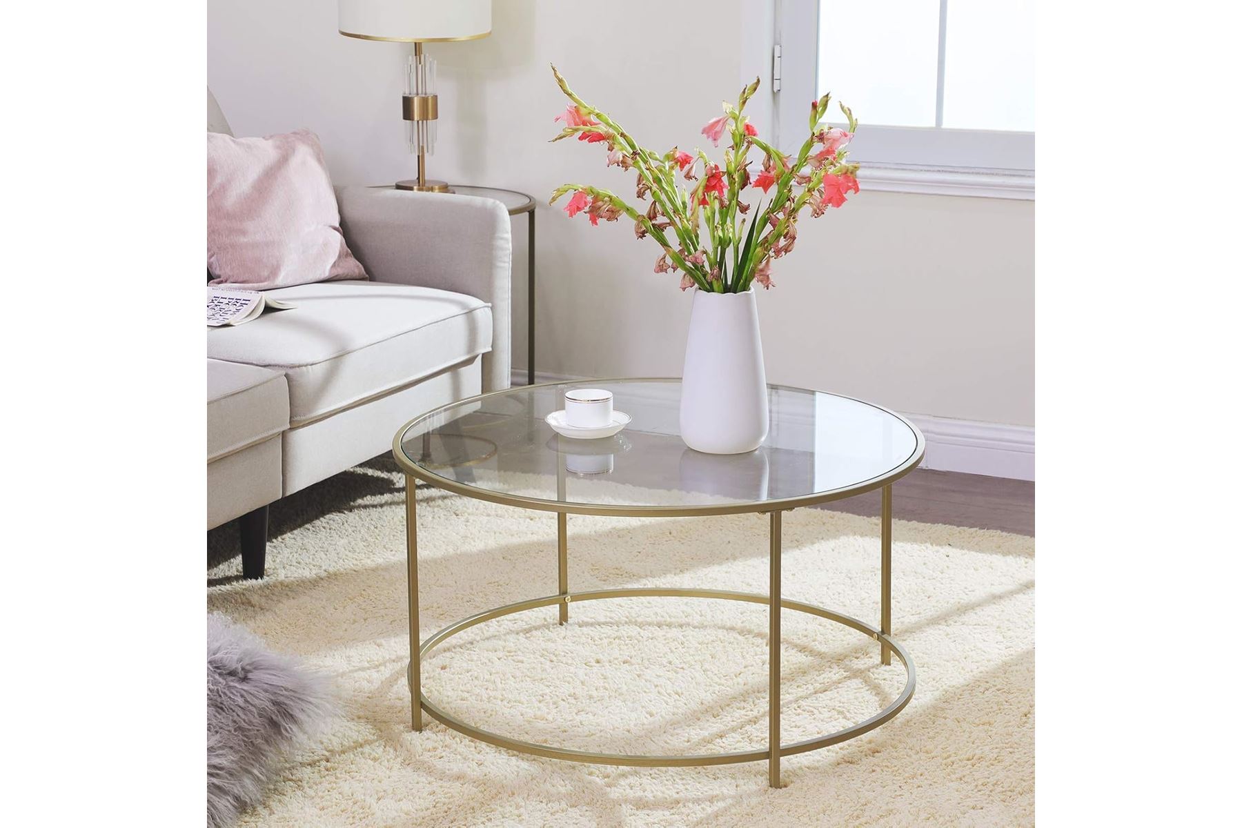Roma Gold Metal Orta Sehpa Ø85×45 (Camsız)