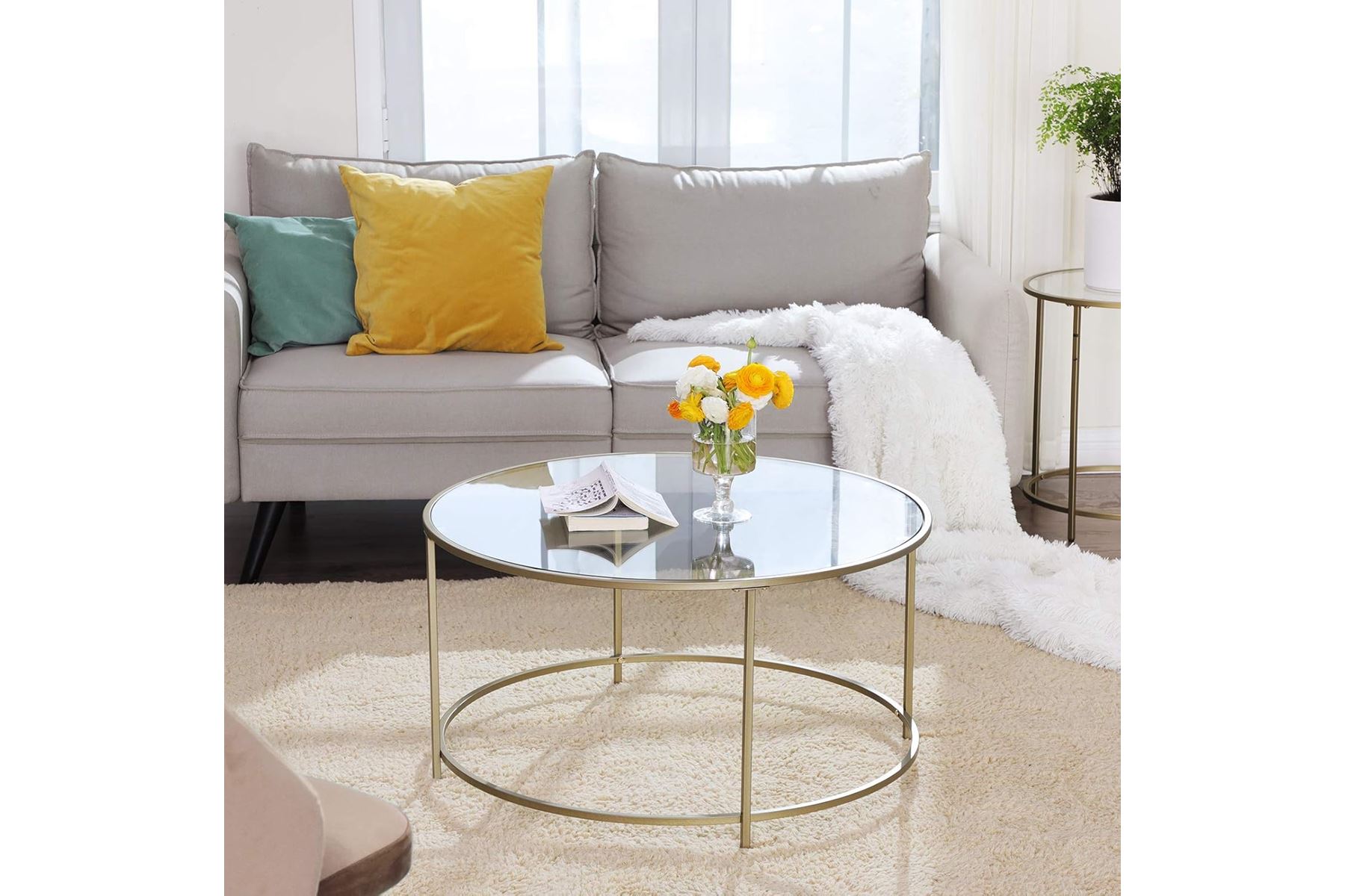 Roma Gold Metal Orta Sehpa Ø85×45 (Camsız)