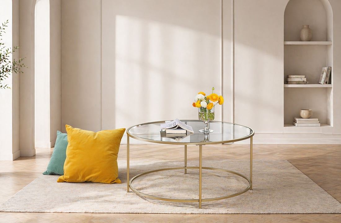 Roma Gold Metal Orta Sehpa Ø85×45 (Camsız)