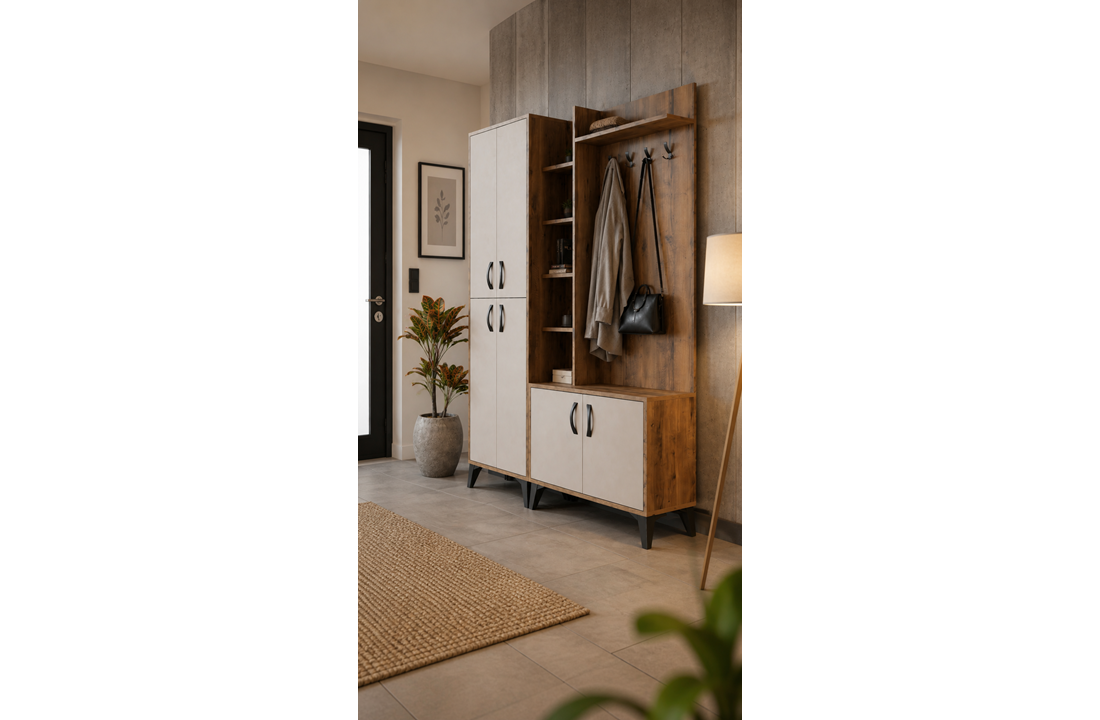 Vera 150 cm Raflı Portmanto (Vizon Bej)