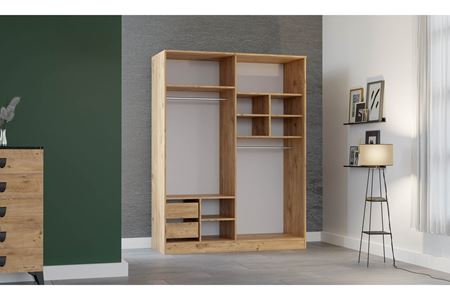 Berlin 160 cm Aynalı Sürgülü Gardırop (Elbise Dolabı)