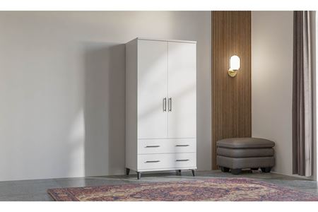 Elit 90 cm 2 Kapılı Beyaz Elbise Dolabı