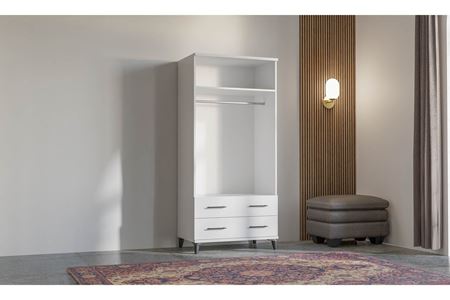 Elit 90 cm 2 Kapılı Ceviz-Beyaz Elbise Dolabı