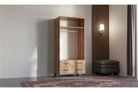 Elit 90 cm 2 Kapılı Ceviz Elbise Dolabı