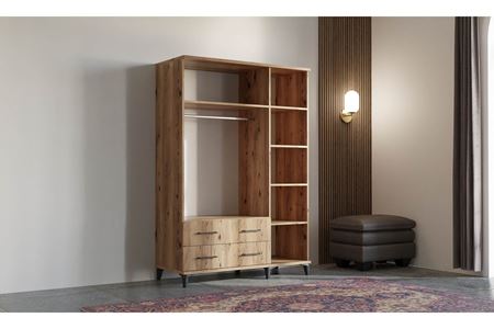 Elit 135 cm 3 Kapılı Ceviz-Beyaz Elbise Dolabı