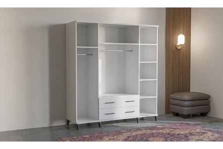 Elit 180 cm 4 Kapılı Beyaz Elbise Dolabı