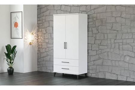 Stil 90 cm 2 Kapılı Beyaz Elbise Dolabı