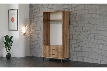 Stil 90 cm 2 Kapılı Ceviz Beyaz Elbise Dolabı