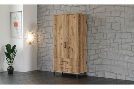 Stil 90 cm 2 Kapılı Ceviz Elbise Dolabı