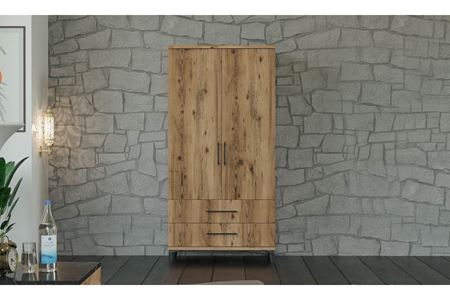 Stil 90 cm 2 Kapılı Ceviz Elbise Dolabı