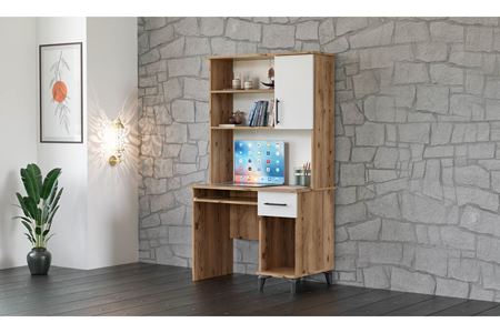 Stil 105 cm Ceviz Beyaz Üst Modüllü Çalışma Masası
