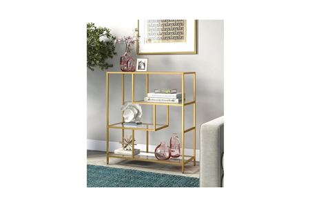 Daniel Gold Metal Cam Raflı Konsol Dresuar 90×30×90