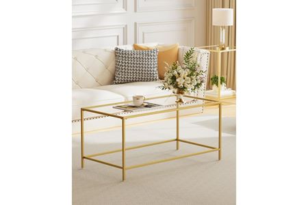 Milan Gold Metal Cam Orta Sehpa 120×60×45