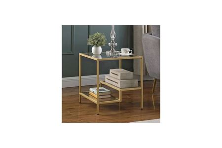 Franco Gold Metal Camlı Yan Sehpa 45×45×55