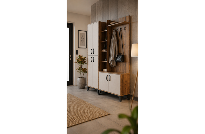 Vera 150 cm Raflı Portmanto (Vizon Bej)