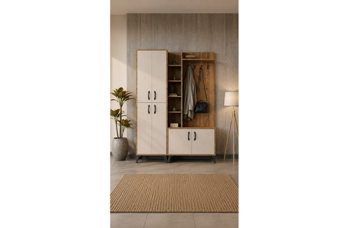 Vera 150 cm Raflı Portmanto (Vizon Bej)