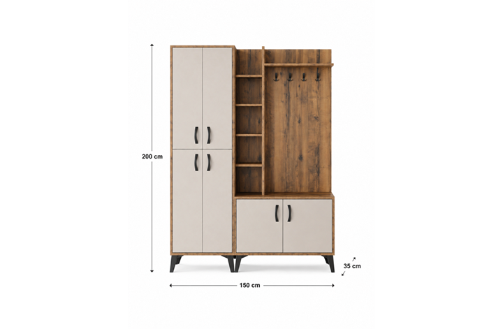 Vera 150 cm Raflı Portmanto (Vizon Bej)