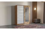 Elit 200 cm Sürgülü Aynalı Elbise Dolabı (Ceviz-Beyaz)
