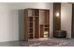 Elit 220 cm Sürgülü Aynalı Elbise Dolabı (Ceviz)