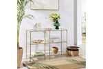 Dallas Gold Metal Dekoratif Cam Raflı Dresuar 120×30×90