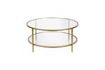 Roma Gold Metal 2 Raflı Cam Orta Sehpa Ø85×45